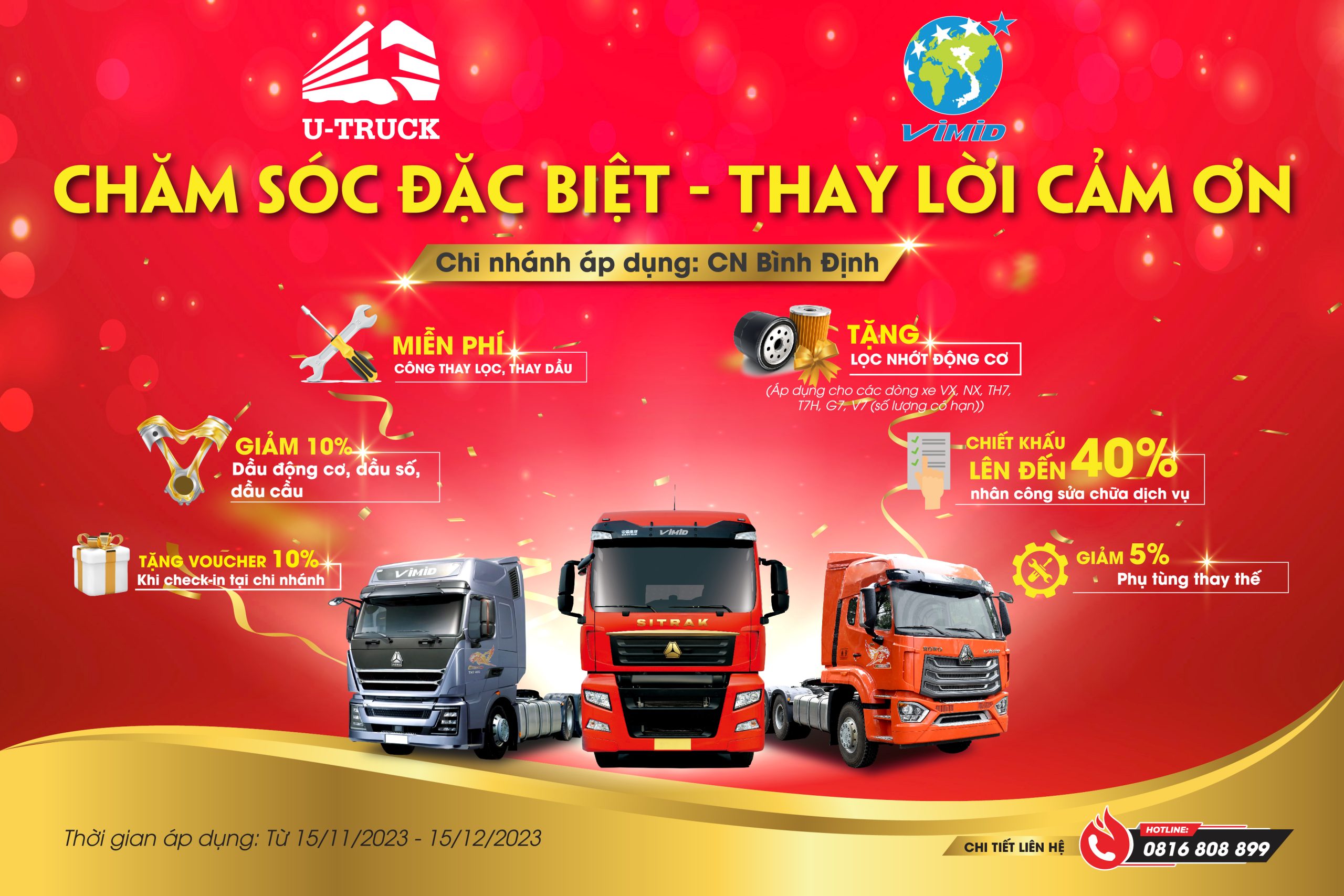 U-TRUCK Bình Định đồng triển khai chương trình: Chăm sóc đặc biệt – Thay lời cảm ơn cùng HOWO VIMID