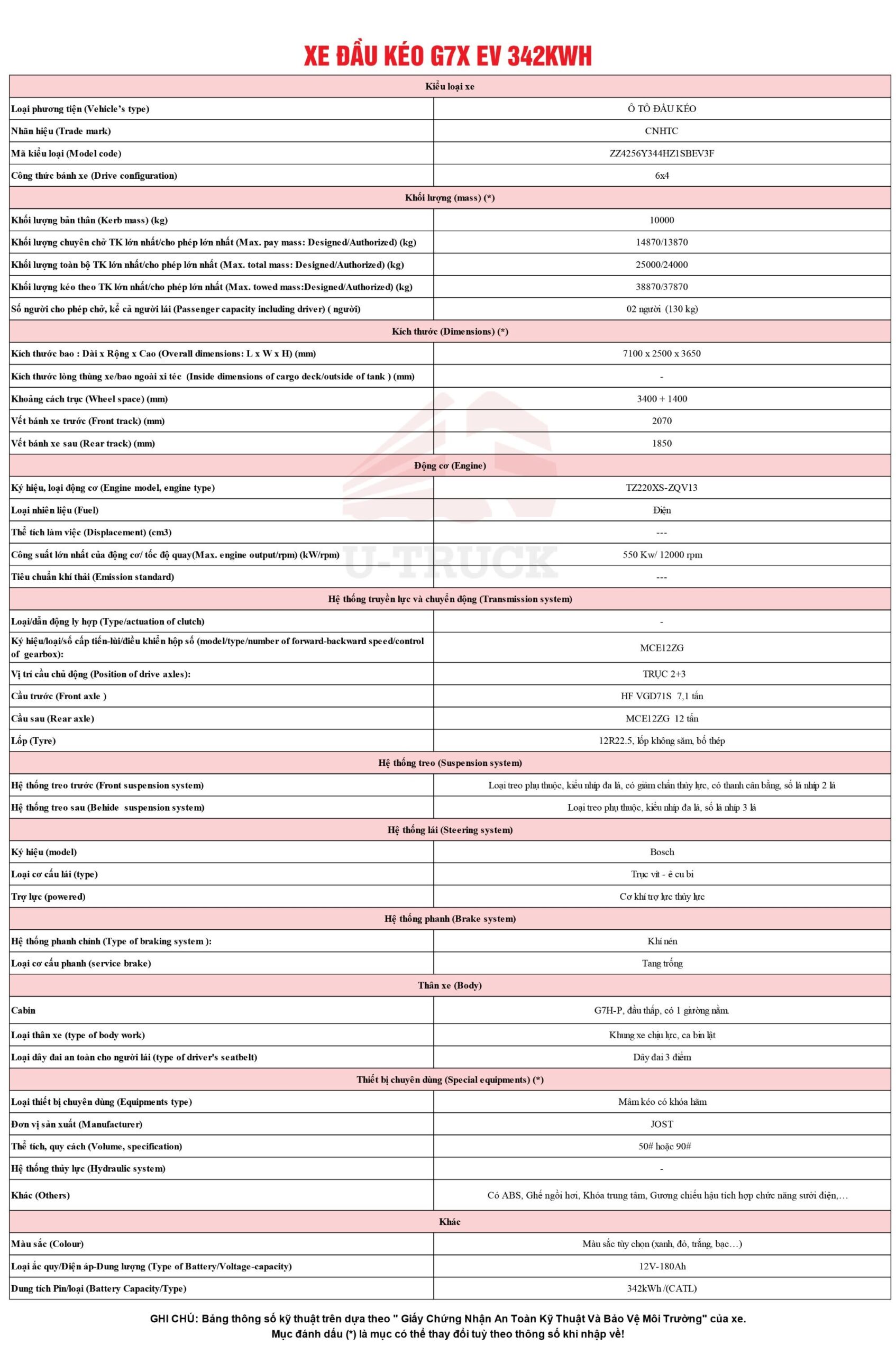 TSKT XE ĐẦU KÉO G7X EV CẦU LÁP