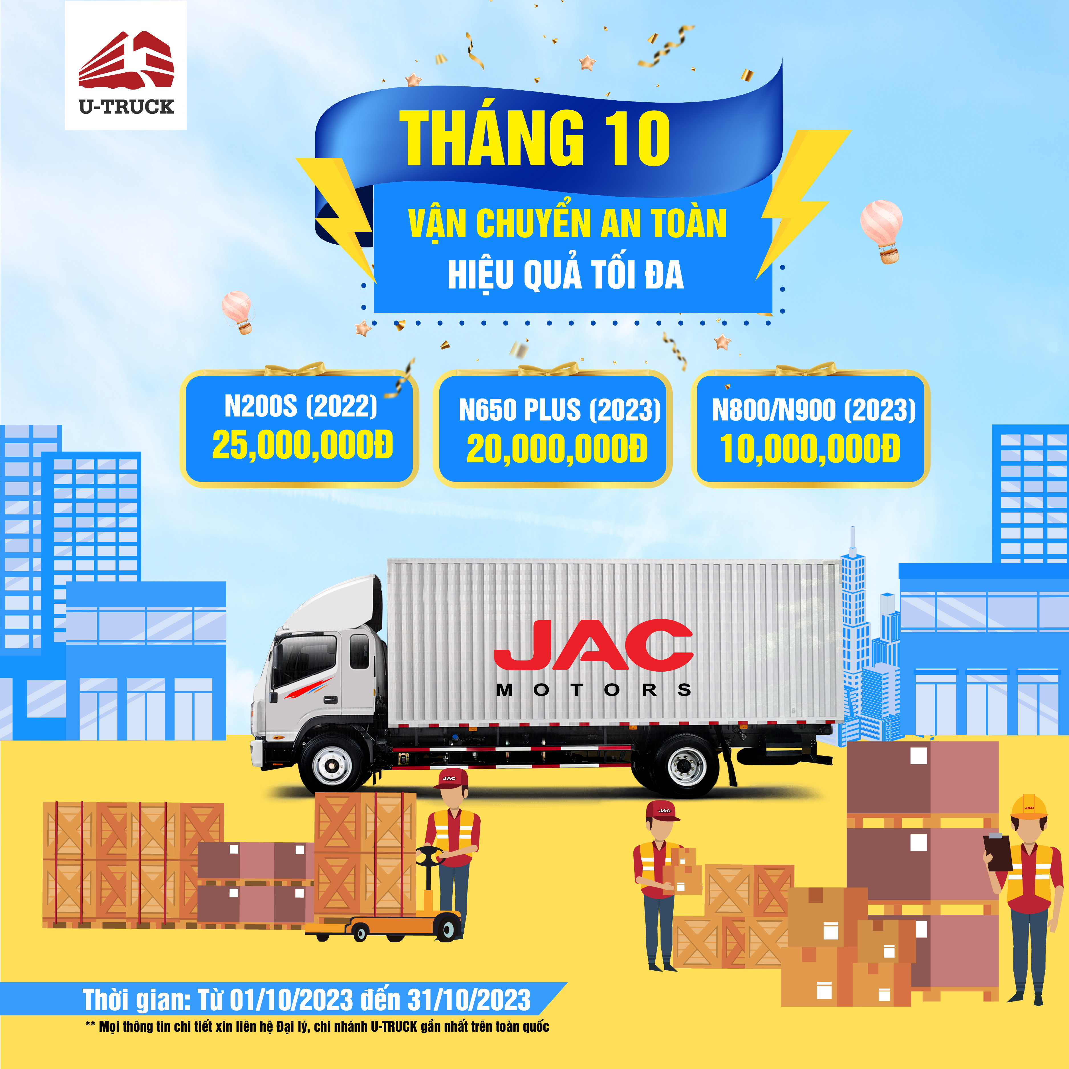 u-truck khuyến mãi tháng 10 xe tải JAC
