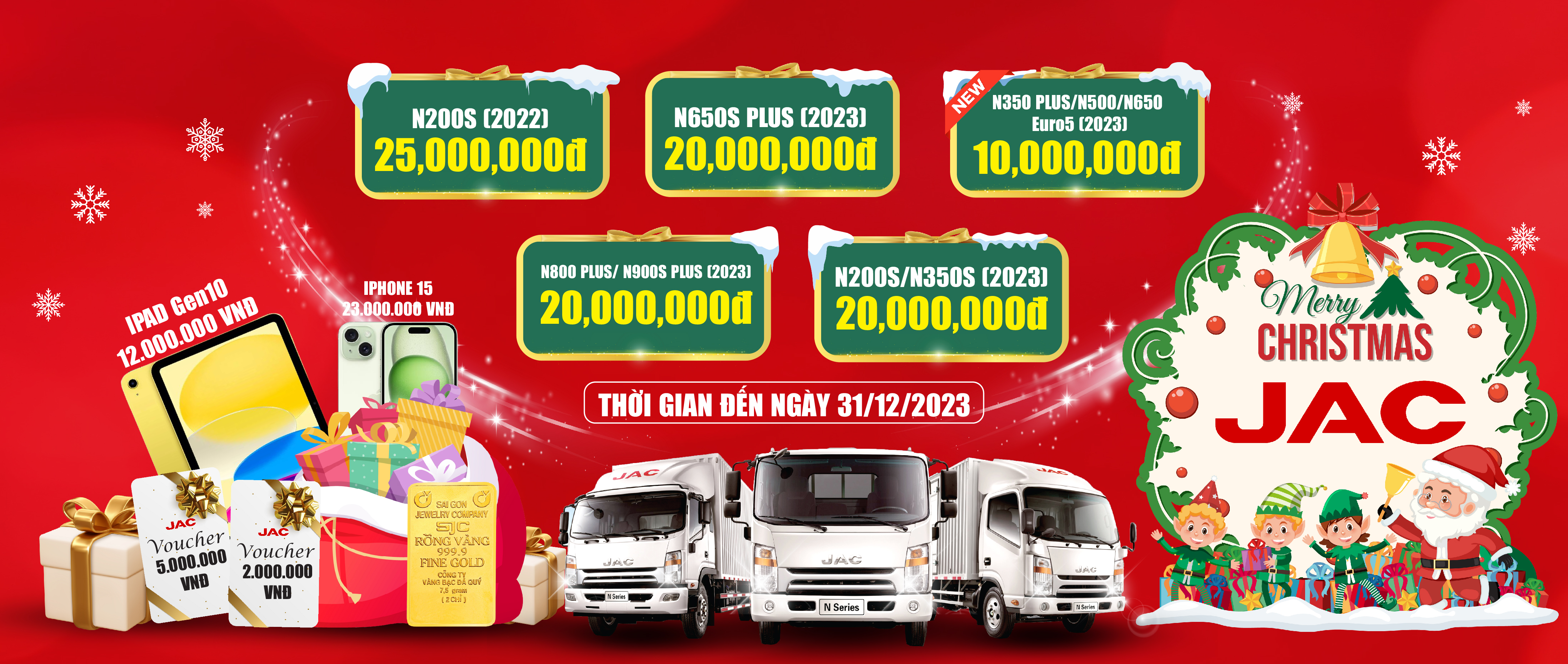Chương trình khuyến mại cho xe tải JAC dịp giáng sinh năm 2023