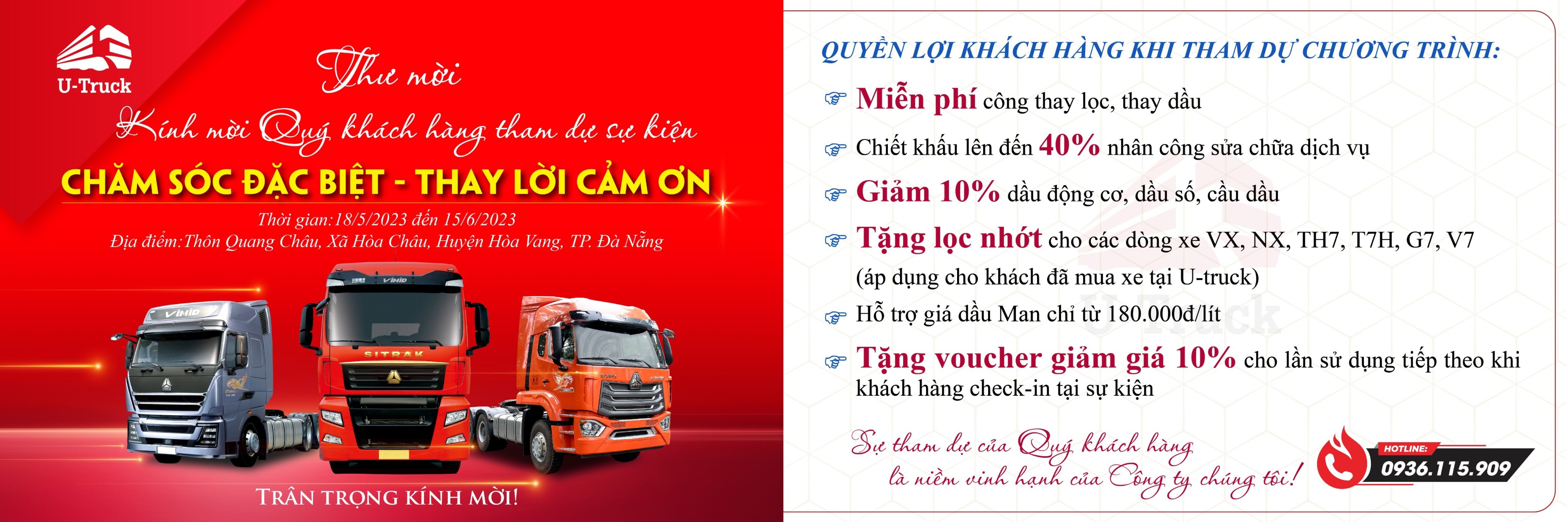 U-TRUCK Chi nhánh Đà Nẵng kính mời quý khách hàng tham dự Lễ tri ân