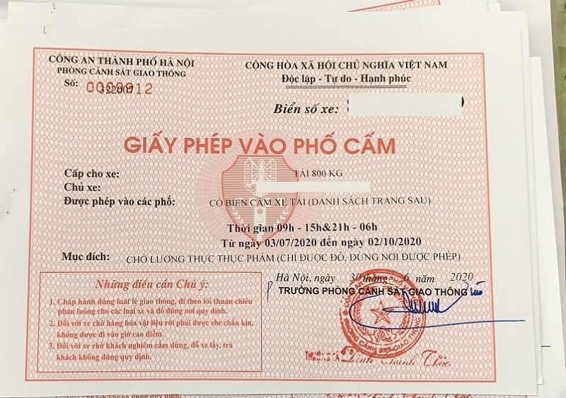 Giấy phép lưu hành trong đường cấm giờ