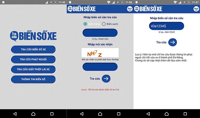 Tra cứu biển số xe tải qua app