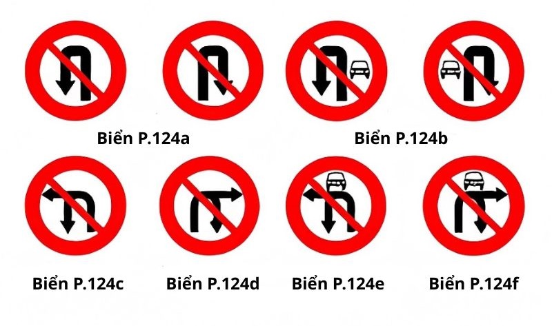 Các loại biển báo cấm quay đầu
