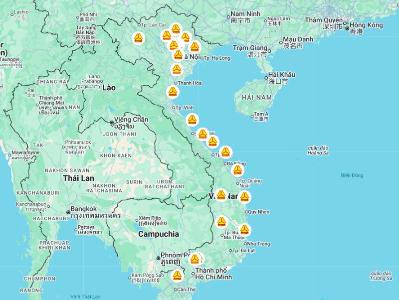 Hệ thống chuỗi trạm trên toàn quốc