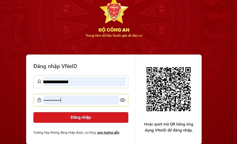 Đăng nhập vào TK VneID