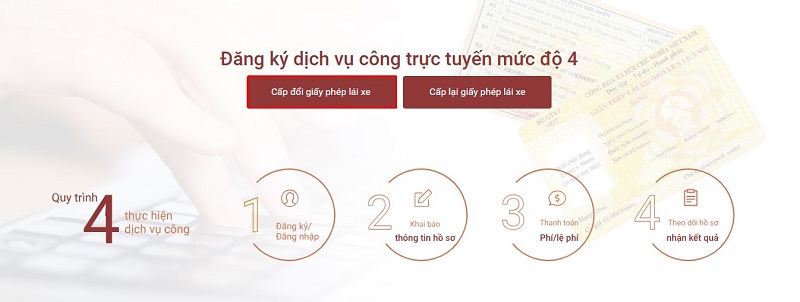 Chọn mục đổi giấy phép lái xe