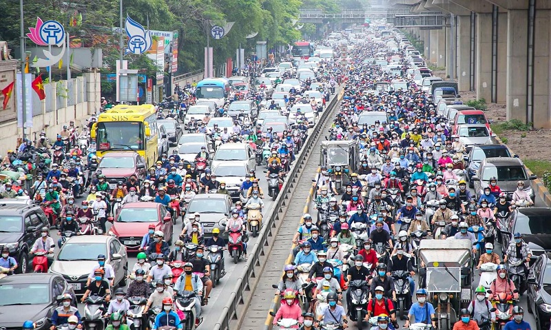 Đường Nguyễn Trãi có mật độ giao thông qua lại tấp nập