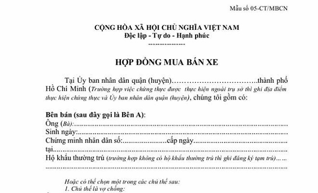 Hợp đồng mua bán xe tải