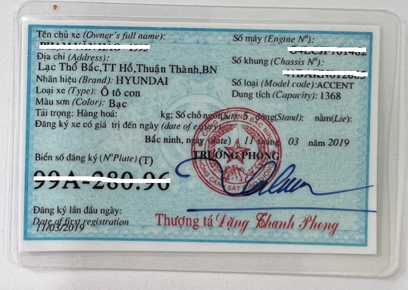 Thông tin sô chỗ ngồi trên cà vẹt xe